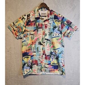 Surf Society Men's Shirt Sz XL Button-Down Coastal Tropical Casual Fishing Beach